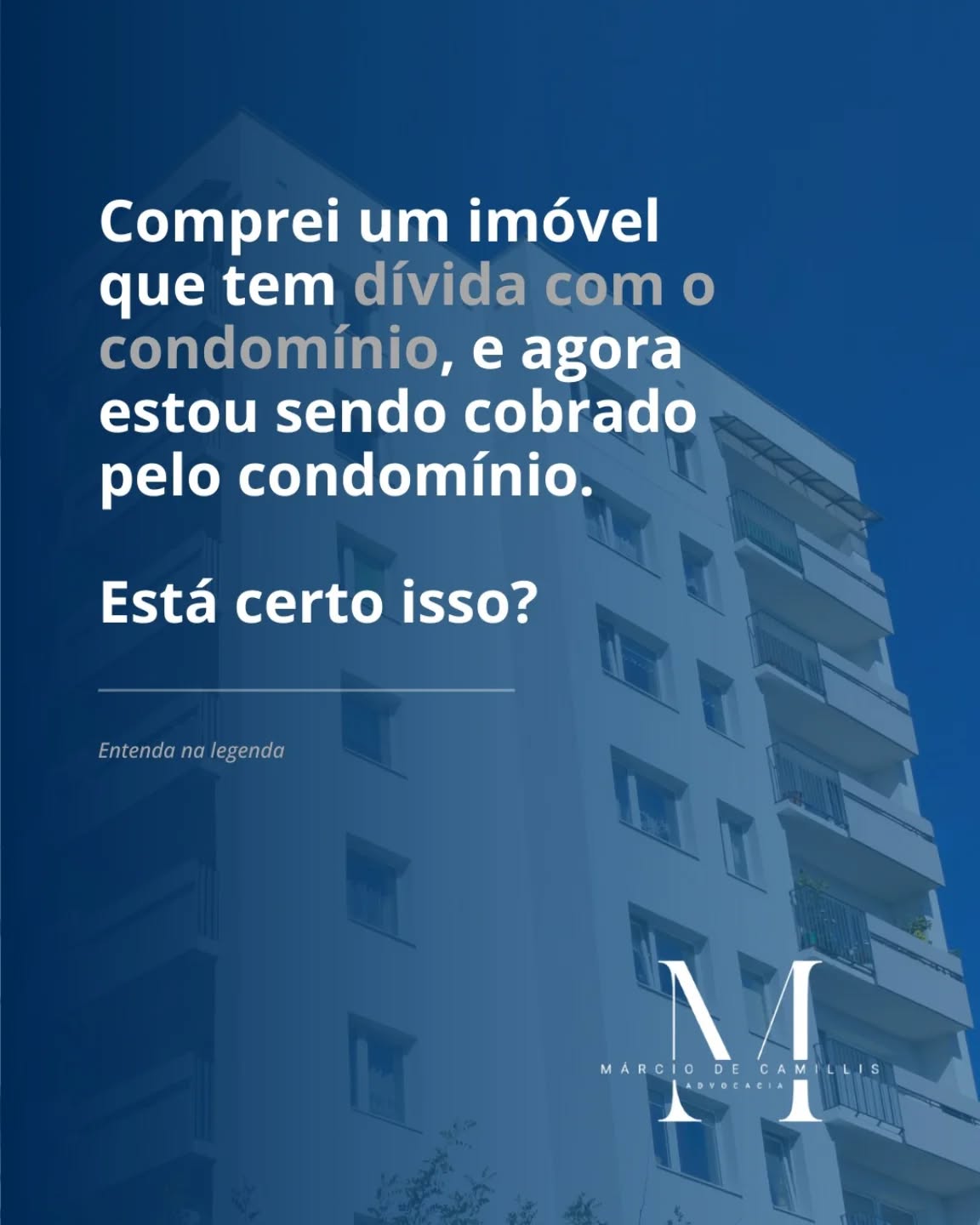 Comprei um imóvel que tem dívida com o condomínio, e agora estou sendo cobrado pelo condomínio. Está certo isso?
Está!
⚖️ O artigo 1.345 do Código Civil de 2002 é bem claro:
"Art. 1.345. O adquirente de unidade responde pelos débitos do alienante, em relação ao condomínio, inclusive multas e juros moratórios."
❗️Ou seja: a dívida de condomínio não é pessoal! Pouco importa se a dívida é anterior à compra do imóvel, porque a dívida de condomínio tem a chamada natureza _propter rem_ - isto é: a dívida recai sobre o bem, e não sobre a pessoa. É uma obrigação (dívida) que se vincula ao próprio bem, independentemente de quem seja o seu dono (proprietário) ou possuidor.
🔎 Para evitar esse tipo de "surpresa", basta que o comprador de um imóvel exija do vendedor a prova de que, até a data da compra, as dívidas com o condomínio estão quitadas.
Nada impede que o comprador, sabendo que existe a dívida, opte por comprar um imóvel que tenha dívida condominial. Ele apenas precisa estar consciente de que a dívida está "abraçada" ao imóvel, e só se soltará dele quando for paga.
⚠️ Atenção: mesmo que haja previsão no contrato de promessa de compra e venda de que as dívidas de condomínio são de responsabilidade do vendedor (atual proprietário), isso não atinge o direito do condomínio de cobrar do "novo" proprietário.
⚠️ Outra advertência importante: _"em execução por dívida condominial movida pelo condomínio edilício em que situado o imóvel alienado fiduciariamente, é possível a penhora do próprio imóvel que dá origem ao crédito condominial"_ , como adverte e reforça o STJ no julgamento do Recurso Especial nº 2.100.103-PR (Rel. Ministro Raul Araújo, Segunda Seção, por maioria, julgado em 12/3/2025, DJEN 27/5/2025).
Está em dúvida?
Conte comigo.
Márcio De Camillis
OAB/RS nº 45.496
Contato: (51) 999 564 346